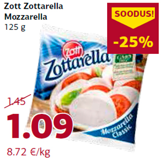 Allahindlus - Zott Zottarella Mozzarella 125 g