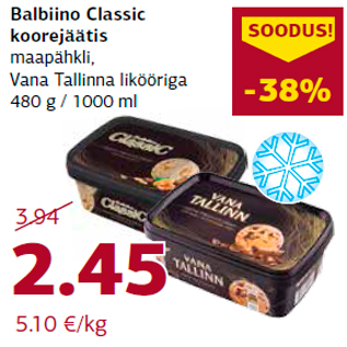 Allahindlus - Balbiino Classic koorejäätis