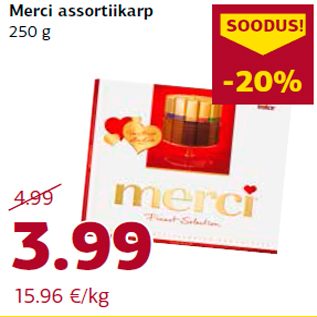 Allahindlus - Merci assortiikarp 250 g