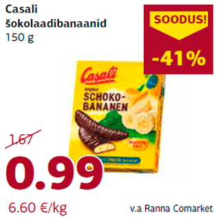 Allahindlus - Casali šokolaadibanaanid 150 g