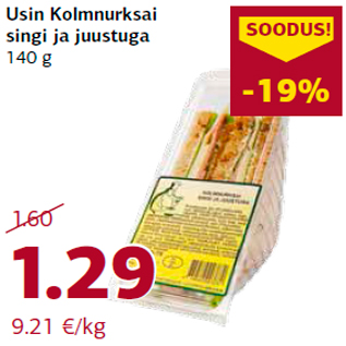 Allahindlus - Usin Kolmnurksai singi ja juustuga 140 g