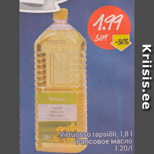 Allahindlus - Virtuosso rapsiõli, 1,8 l