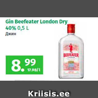 Allahindlus - Gin Beefeater London Dry 40% 0,5 L