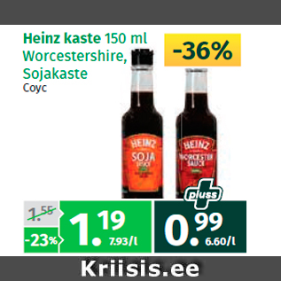 Allahindlus - Heinz kaste 150 ml Worcestershire, Sojakaste