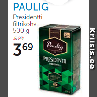 Allahindlus - PAULIG Presidentti filtrikohv 500 g