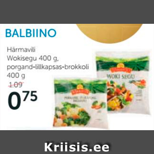 Allahindlus - Balbiino Härmavili Wokisegu 400 g, porgand-lillkapsas-brokkoli 400 g