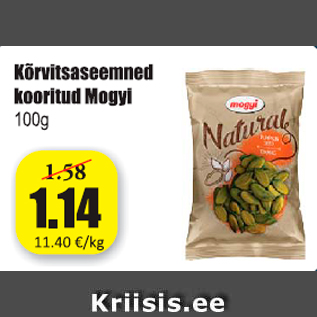 Allahindlus - Kõrvitsaseemned kooritud Mogyi 100 g