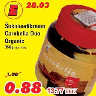 Allahindlus - Sokolaadikreem Carobella Duo Organic