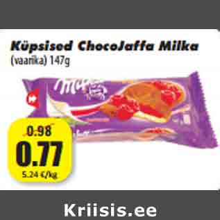 Allahindlus - Küpsised ChocoJaffa Milka (vaarika) 147g