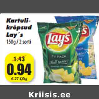 Allahindlus - Kartuli krõpsud Lay´s 150g / 2 sorti