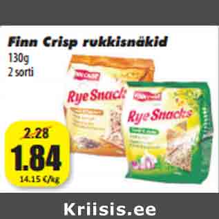 Allahindlus - Finn Crisp rukkisnäkid 130g 2 sorti