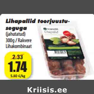 Allahindlus - Lihapallid toorjuustuseguga (jahutatud) 300g / Rakvere Lihakombinaat