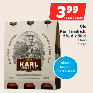 Allahindlus - Õlu Karl Friedrich, 5%, 6 x 50 cl