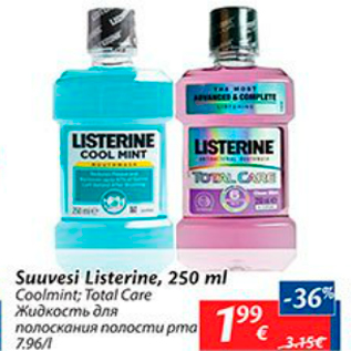 Allahindlus - Suuvesi Listerine, 250 ml