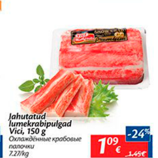 Allahindlus - Jahutatud lumekrabipulgad Vici, 150 g