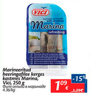 Allahindlus - Marineeritud heeringafilee kerges kastmes Marina, Vici, 250 g