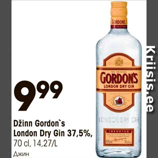 Allahindlus - Džinn Gordon`s London Dry Gin 37,5%, 70 cl