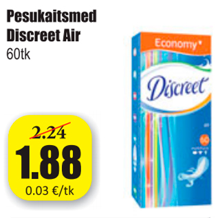 Allahindlus - Pesukaitsmed Discreet Air 60 tk