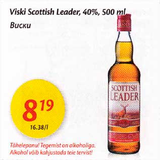 Allahindlus - Viski Scottish Leader, 40%, 500 ml