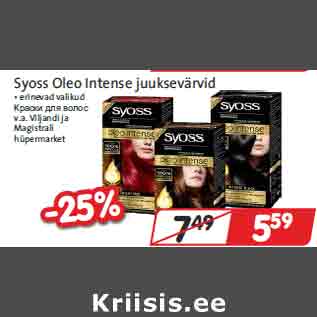 Allahindlus - Syoss Oleo Intense juuksevärvid • erinevad valikud