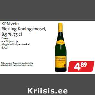 Allahindlus - KPN vein Riesling Koningsmosel, 8,5 %, 75 cl