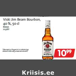 Allahindlus - Viski Jim Beam Bourbon, 40 %, 50 cl