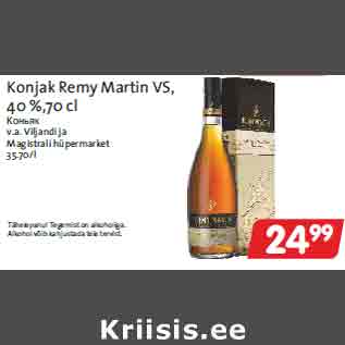 Allahindlus - Konjak Remy Martin VS, 40 %,70 cl