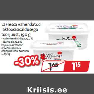 Allahindlus - LaFresca vähendatud laktoosisisaldusega toorjuust, 190 g • vahemere ürtidega, 17,7 % • idamaine, 14,8 %