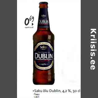 Allahindlus - •Saku õlu Dublin, 4,2 %, 50 cl