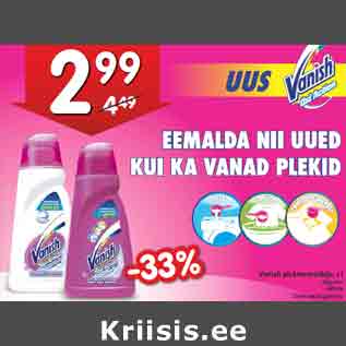 Allahindlus - Vanish plekieemaldaja, 1 l •Regular •White