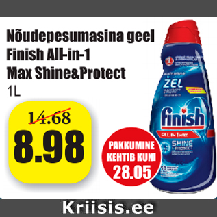 Allahindlus - Nõudepesumasina geel Finish All-in-1 Max Shine&Protect