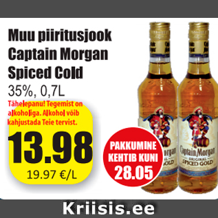 Allahindlus - Muu piiritusjook Captain morgan Spiced Gold