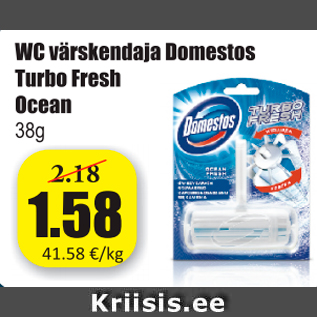 Allahindlus - WC värskendaja Domestos Turbo Fresh Ocean, 38 g