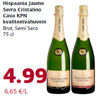 Allahindlus - Hispaania Jaume Serra Cristalino Cava KPN kvaliteetvahuvein