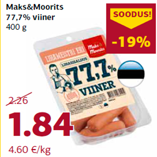 Allahindlus - Maks&Moorits 77,7% viiner 400 g