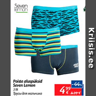 Allahindlus - Poiste aluspüksid Seven Lemon 3 tk