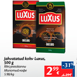 Allahindlus - Jahvatatud kohv Luxus, 500 g