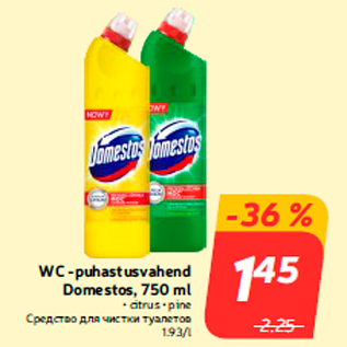 Allahindlus - WC -puhastusvahend Domestos, 750 ml