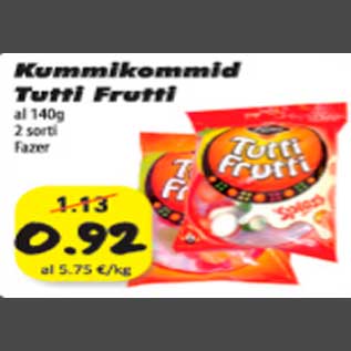 Allahindlus - Kummikommid Tutti Frutti Fazer