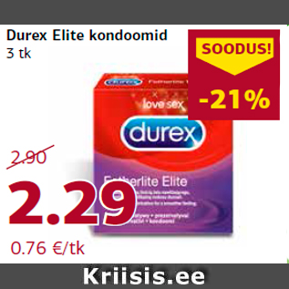 Allahindlus - Durex Elite kondoomid 3 tk