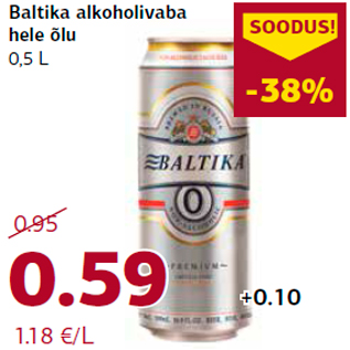 Allahindlus - Baltika alkoholivaba hele õlu 0,5 L