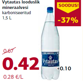 Allahindlus - Vytautas looduslik mineraalvesi karboniseeritud 1,5 L