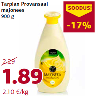 Allahindlus - Tarplan Provansaal majonees 900 g