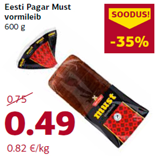 Allahindlus - Eesti Pagar Must vormileib 600 g