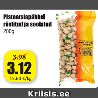 Allahindlus - Pistaatsiapähkel rÖstitud ja soolatud 200 g