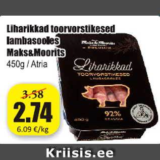 Allahindlus - Liharikkad toorvorstikesed lambasooles Maks&Moorits