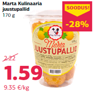 Allahindlus - Marta Kulinaaria juustupallid 170 g