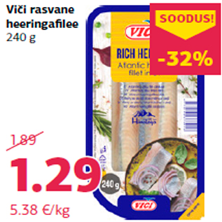 Allahindlus - Viči rasvane heeringafilee 240 g