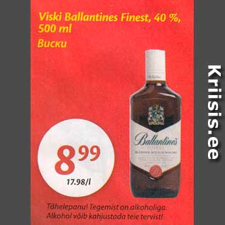 Allahindlus - Viski Ballantines Finest