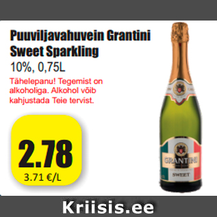 Allahindlus - Puuviljavahuvein Grantini Sweet Sparkling